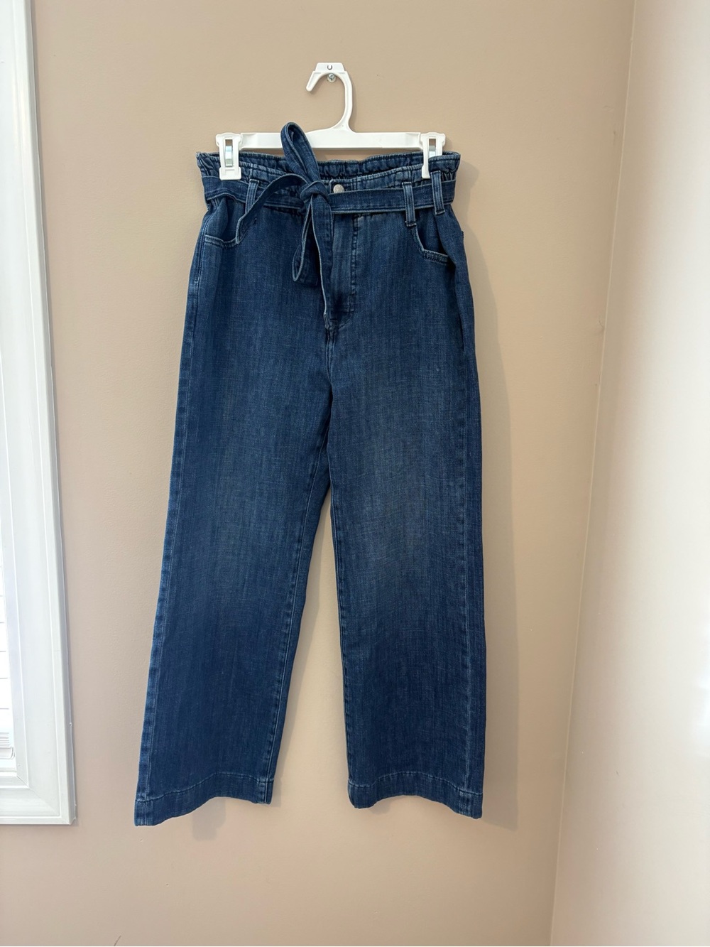 J. Crew Women’s Paper Bag Blue Denim with tie waist Size 28 - Picture 2 of 4